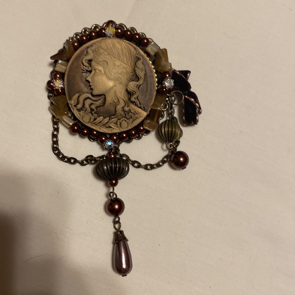 Jewelry Vintage Victorian Lady Brooch Color Brown Poshmark